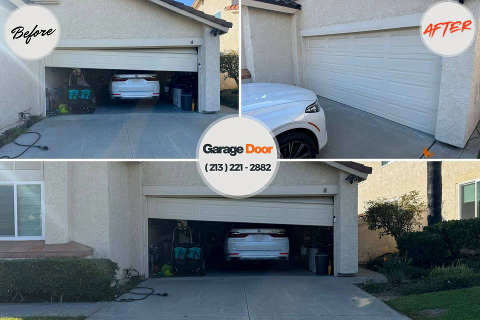Before and after: garage door repair Stedman, NC